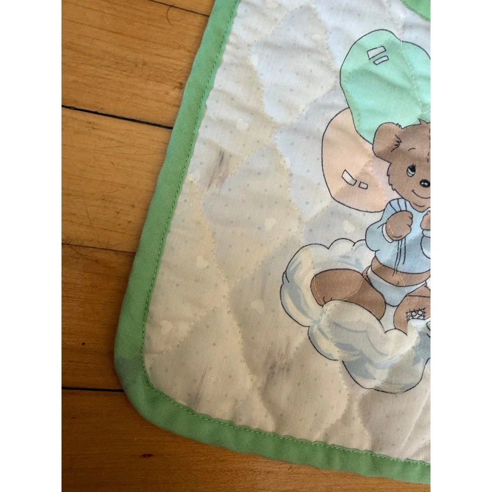 Vintage Precious Moments Quilted Baby Bibs Set of 3 Bunny Bear Cow Pastel Tie